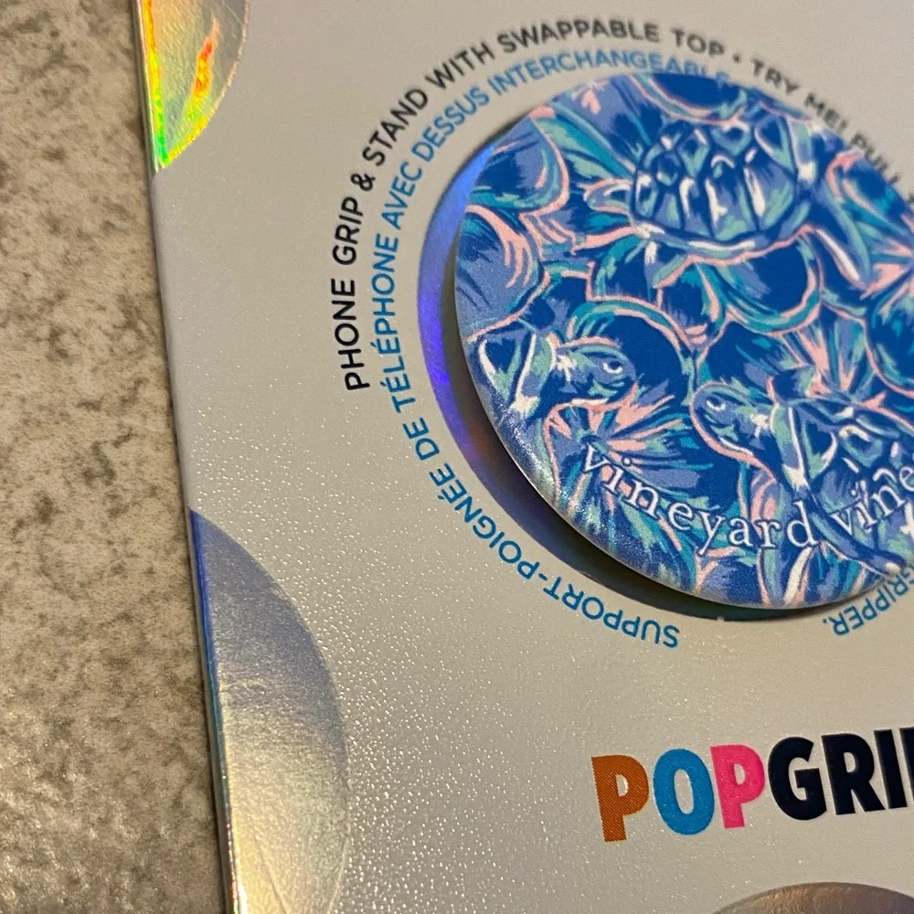PopSocket PopGrip - Vineyard Vines Turtle Pattern in Blue and Pink